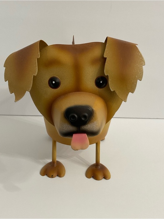 Small Metal Dog Puppy Planter Home Decor - Picture 3 of 5